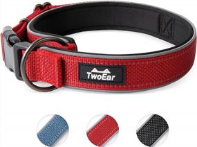 img 4 attached to TwoEar Dog Collar Neoprene Padded Soft Comfortable Dog Collar Heavy Duty Adjustable Breathable Reflective Durable For Large Medium Small Dogs Pet And All Breed（L,Red）