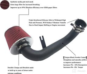 img 3 attached to 🚀 High-Performance Cold Air Intake Kit with Filter for Honda Civic 2001-2005 DX/LX/EX/GX/VP AT/MT 1.7L (Black Tube & Red Filter)