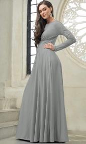 img 2 attached to Empire Waist Flowy Long Sleeve Party Gown For Women - Perfect For Fall And Winter Occasions