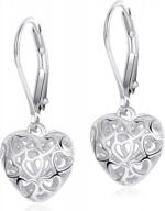 sllaiss heart earrings hollow shaped s925 sterling silver leverback earrings for women girls dangle drop earrings logo