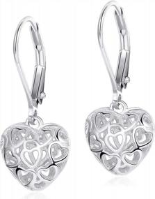 img 4 attached to Sllaiss Heart Earrings Hollow Shaped S925 Sterling Silver Leverback Earrings For Women Girls Dangle Drop Earrings
