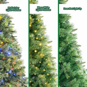 img 1 attached to SHareconn 6Ft Prelit Premium Artificial Hinged Christmas Pine Tree With 340 Warm White & Multi-Color Lights, 60 Pine Cones And Foldable Metal Stand, Perfect Choice For Xmas Decoration,6 FT