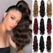22" long wavy full body ponytail extension for women - felendy drawstring clip in hair piece, dark brown, perfect for curly or body wave hairstyles logo