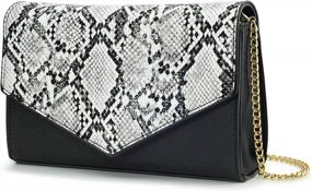 img 4 attached to Black Snakeskin Envelope Clutch Shoulder Bag With Chain, Women'S Minimalist Faux Leather And Suede Purse