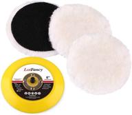 high-quality 6-inch wool polishing pads and backing pad kit - automotive 🧤 hook and loop buffing pads, for rotary and random orbit sander/polisher, pack of 3+1 логотип