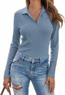 stylish and comfortable women's long sleeve knit polo with collar and button-down front logo