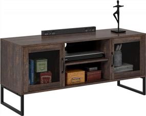 img 4 attached to Walnut Composite TV Stand With Metal Mesh Doors - Supports TVs Up To 48 Inches - SPIRICH 48