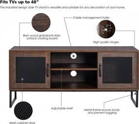 img 1 attached to Walnut Composite TV Stand With Metal Mesh Doors - Supports TVs Up To 48 Inches - SPIRICH 48