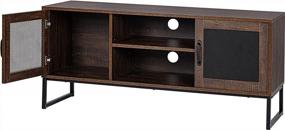 img 2 attached to Walnut Composite TV Stand With Metal Mesh Doors - Supports TVs Up To 48 Inches - SPIRICH 48