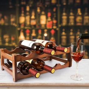 img 3 attached to Bamboo Wine Rack: PAMISO 2-Tiers Holds 8 Bottles Perfect For Pantry, Kitchen, Bars & Wine Cellars
