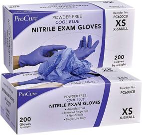 img 4 attached to 🧤 400 Count X-Small Nitrile Gloves - Medical Exam Disposable, Powder Free, Latex Free, Food Safe, Surgical Grade, Ambidextrous, Textured Tips, 3 Mil Thickness - Cool Blue (2 Boxes of 200)