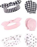 👶 organic cotton infant headband and scratch mitten set for baby girls by hudson baby logo