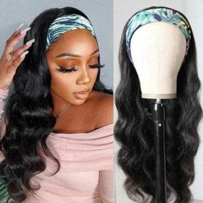 img 4 attached to 12A Brazilian Body Wave Headband Wig With Human Hair For Black Women- 220% Density, 20 Inches, In Color Body Wave
