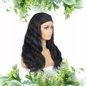 img 1 attached to 12A Brazilian Body Wave Headband Wig With Human Hair For Black Women- 220% Density, 20 Inches, In Color Body Wave