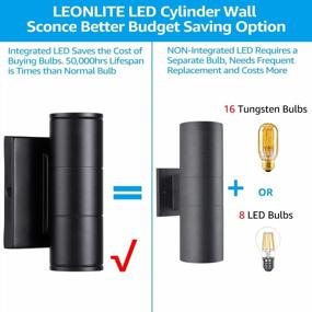img 1 attached to LEONLITE Integrated LED Cylinder Up Down Wall Light Outdoor, 100V-277V Aluminum Waterproof High-End Wall Sconce In 2 Lights, ETL-Listed 10W 700Lm, Exterior Front Door Porch Light Fixtures, Pack Of 4