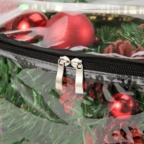 img 1 attached to Прозрачная сверхмощная сумка для хранения рождественских венков - защищает и сохраняет ваши праздничные сезонные венки и гирлянды с ручкой - 24-дюймовый контейнер CINPIUK