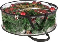 clear heavy duty christmas wreath storage bag - protects and preserves your holiday seasonal wreaths and garlands with handle - 24 inch cinpiuk container logo