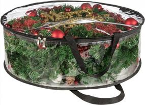 img 4 attached to Прозрачная сверхмощная сумка для хранения рождественских венков - защищает и сохраняет ваши праздничные сезонные венки и гирлянды с ручкой - 24-дюймовый контейнер CINPIUK