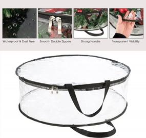 img 3 attached to Clear Heavy Duty Christmas Wreath Storage Bag - Protects And Preserves Your Holiday Seasonal Wreaths And Garlands With Handle - 24 Inch CINPIUK Container