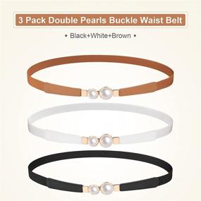 img 3 attached to JASGOOD Elastic Fashion Double Pearls Women's Accessories : Belts