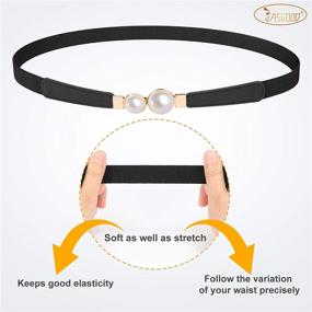 img 1 attached to JASGOOD Elastic Fashion Double Pearls Women's Accessories : Belts