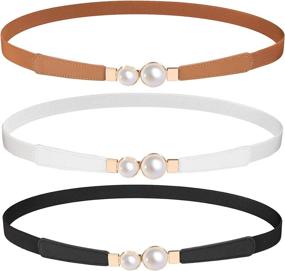 img 4 attached to JASGOOD Elastic Fashion Double Pearls Women's Accessories : Belts