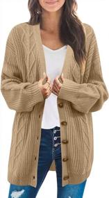 img 4 attached to Women'S Chunky Knitted Button Down Coat Outwear - FARORO Long Sleeve Open Front Cardigan Sweaters