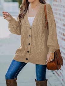 img 2 attached to Women'S Chunky Knitted Button Down Coat Outwear - FARORO Long Sleeve Open Front Cardigan Sweaters