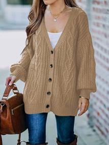 img 1 attached to Women'S Chunky Knitted Button Down Coat Outwear - FARORO Long Sleeve Open Front Cardigan Sweaters
