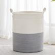 58l woven laundry hamper with knot handles: cotton rope basket for blankets, toys & towels - grey logo