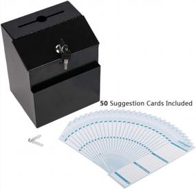 img 1 attached to KYODOLED Металлическая коробка для предложений с замком Настенная урна для голосования Ящик для пожертвований Коробка для ключей с 50 бесплатными карточками для предложений 8.5HX 5.9WX 7.3L Inch Black