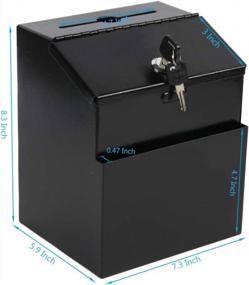 img 2 attached to KYODOLED Metal Suggestion Box With Lock Wall Mounted Ballot Box Donation Box Key Drop Box With 50 Free Suggestion Cards 8.5H X 5.9W X 7.3L Inch Black