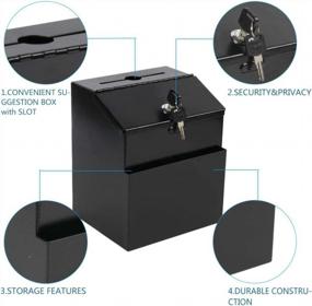 img 3 attached to KYODOLED Metal Suggestion Box With Lock Wall Mounted Ballot Box Donation Box Key Drop Box With 50 Free Suggestion Cards 8.5H X 5.9W X 7.3L Inch Black