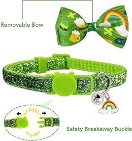 img 3 attached to 🍀 Lucky Irish Shamrock Cat Collar with Bow Tie and Bell - Pohshido 2 Pack, Breakaway Collar for Male and Female Cats