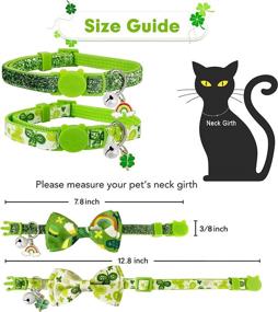 img 2 attached to 🍀 Lucky Irish Shamrock Cat Collar with Bow Tie and Bell - Pohshido 2 Pack, Breakaway Collar for Male and Female Cats