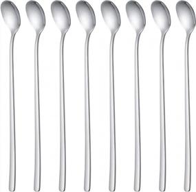 img 4 attached to Briout 8-Piece 9-Inch Long Handle Stainless Steel Spoons: Perfect For Iced Tea, Ice Cream, And Cocktails