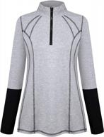 women's athletic sweatshirts with thumb holes for fitness, yoga & running - long sleeve half zip tops by moqivgi logo
