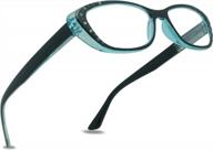 stylish rhinestone cateye reading glasses in dual tone colors - available in multiple magnifications! logo