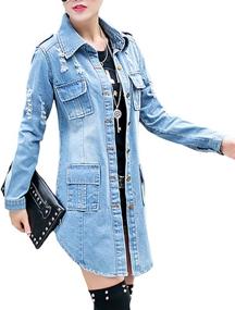 img 4 attached to SOMTHRON Oversized Distressed Outfits Outerwear Women's Clothing : Coats, Jackets & Vests