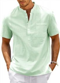 img 4 attached to 🌞 Stay Cool and Stylish with Enjoybuy Summer Henley Shirts Sleeve