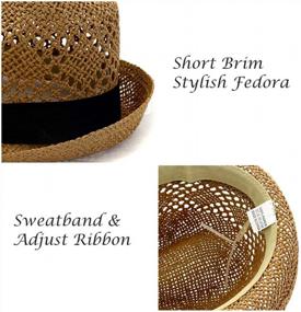 img 2 attached to Women'S Classic Straw Fedora Summer Short Brim Panama Sun Hat