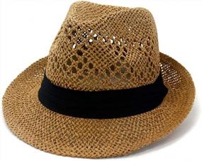 img 4 attached to Women'S Classic Straw Fedora Summer Short Brim Panama Sun Hat