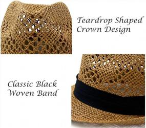 img 3 attached to Women'S Classic Straw Fedora Summer Short Brim Panama Sun Hat