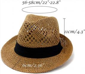 img 1 attached to Women'S Classic Straw Fedora Summer Short Brim Panama Sun Hat