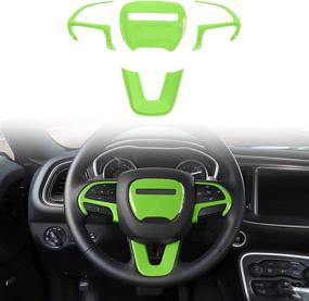 img 4 attached to 🚗 Voodonala Light Green Steering Wheel Cover Trim for 2015-2022 Dodge Challenger Charger - Set of 4