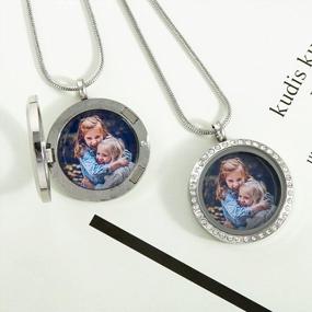 img 2 attached to Винтажное ожерелье-медальон с гравировкой в ​​виде сердца с персонализированным фотодержателем для девочек - медальоны с плавающей памятью, которые могут вместить 2 фотографии