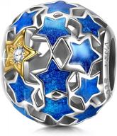 подвески ninaqueen из стерлингового серебра - сверкающий кубический цирконий ночного неба и голубая эмаль, подарочная коробка в комплекте! логотип