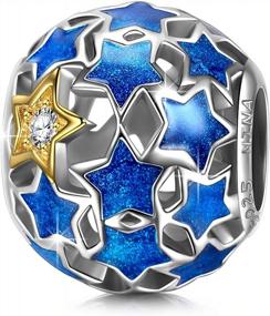 img 4 attached to NINAQUEEN Sterling Silver Charms - Sparkling Night Sky Cubic Zirconia & Blue Enamel, Gift Box Included!