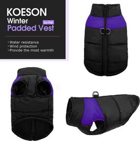 img 3 attached to KOESON Waterproof Dog Winter Jacket with Dual D Ring Leash for Cold Weather - Warm Padded Vest Coat, Zip Up Sports Outwear Pet Apparel for Small Medium Large Dogs