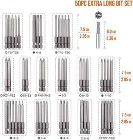 img 3 attached to Rocaris 50 Piece Magnetic Screwdriver Bit Set With Case - Hex, Star, Philips, Square And Spanner Bits For Efficient Home And Professional Use